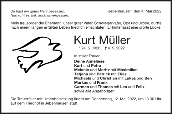 Traueranzeige von Kurt Müller von NWZ Neue Württembergische Zeitung