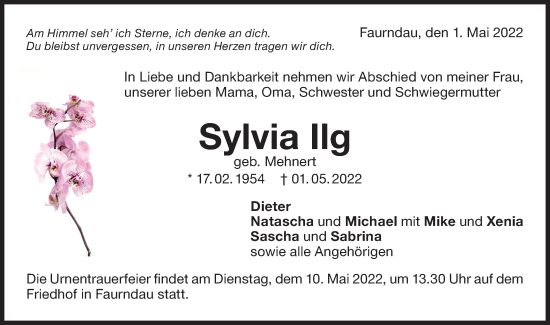 Traueranzeige von Sylvia Ilg von NWZ Neue Württembergische Zeitung