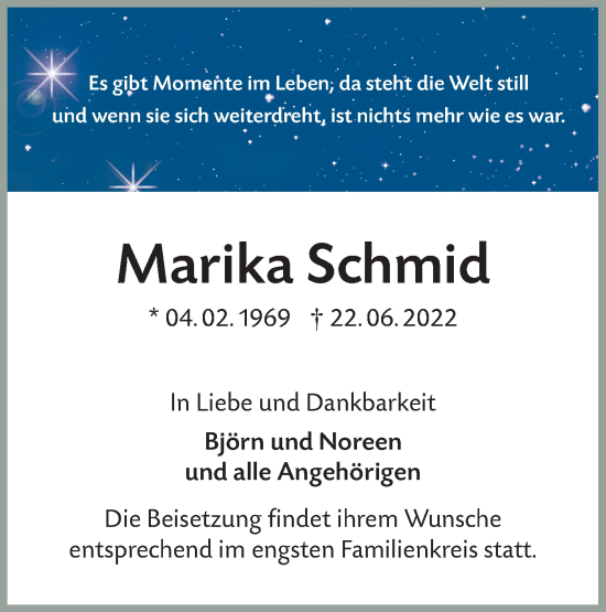 Traueranzeige von Marika Schmid von Metzinger-Uracher Volksblatt