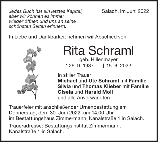 Traueranzeige von Rita Schraml von NWZ Neue Württembergische Zeitung