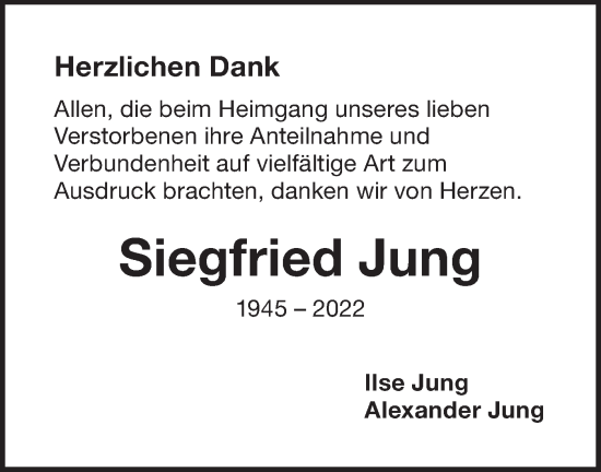 Traueranzeige von Siegfried Jung von NWZ Neue Württembergische Zeitung