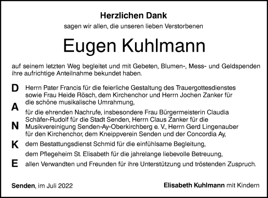 Traueranzeige von Eugen Kuhlmann von SÜDWEST PRESSE Ausgabe Ulm/Neu-Ulm