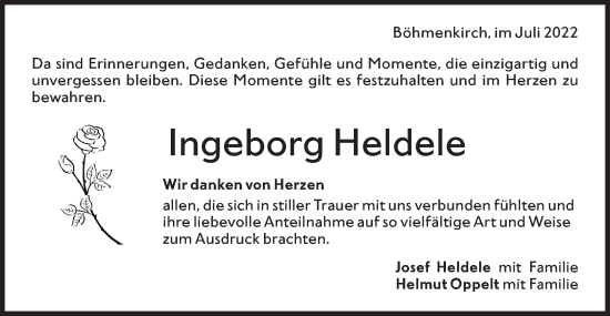 Traueranzeige von Ingeborg Heldele von NWZ Neue Württembergische Zeitung/Geislinger Zeitung