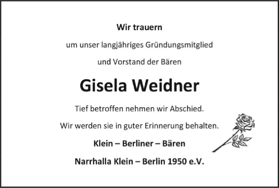 Traueranzeige von Gisela Weidner von Metzinger-Uracher Volksblatt