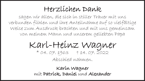 Traueranzeige von Karl-Heinz Wagner von SÜDWEST PRESSE Ausgabe Ulm/Neu-Ulm