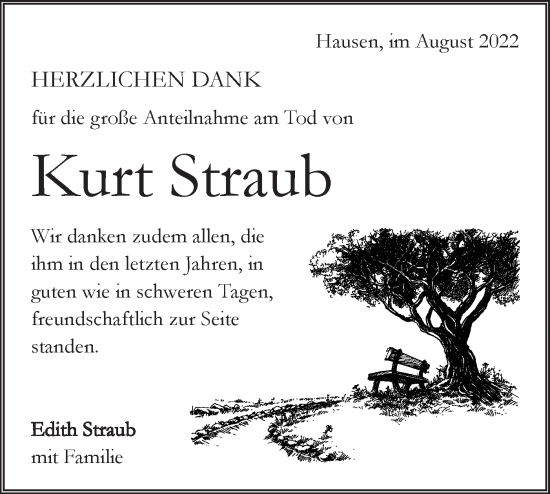 Traueranzeige von Kurt Straub von Geislinger Zeitung