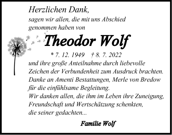 Traueranzeige von Theodor Wolf von Haller Tagblatt