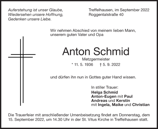 Traueranzeige von Anton Schmid von NWZ Neue Württembergische Zeitung/Geislinger Zeitung