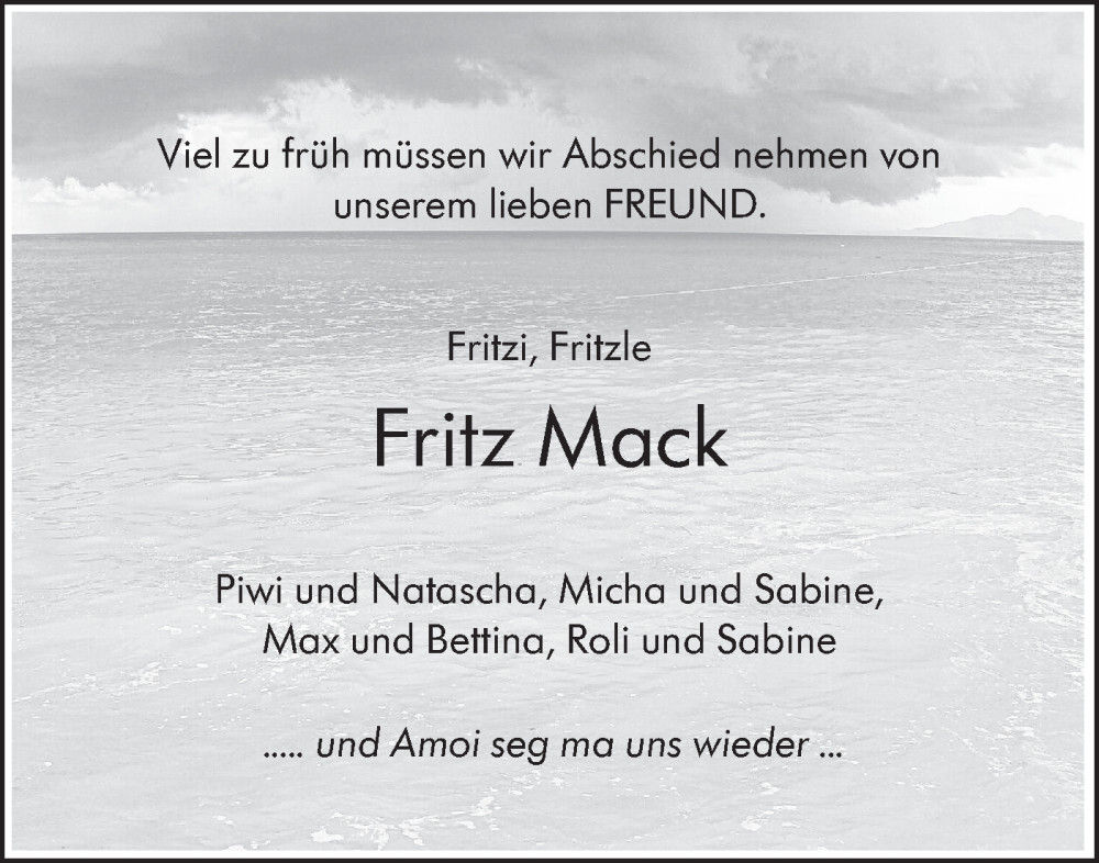  Traueranzeige für Fritz Mack vom 27.09.2022 aus Haller Tagblatt