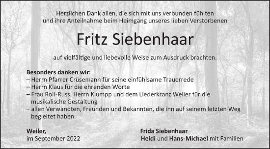 Traueranzeige von Fritz Siebenhaar von Geislinger Zeitung