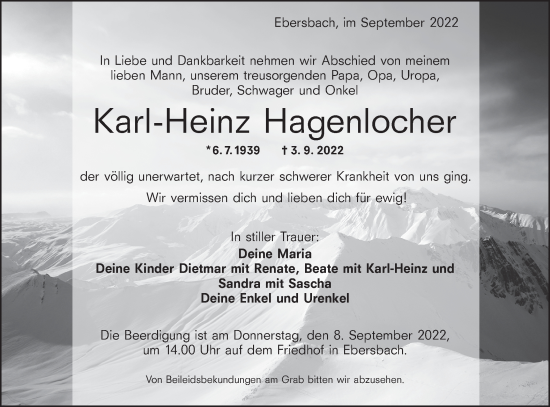 Traueranzeige von Karl-Heinz Hagenlocher von NWZ Neue Württembergische Zeitung