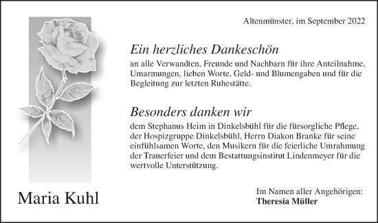 Traueranzeige von Maria Kuhl von Hohenloher Tagblatt