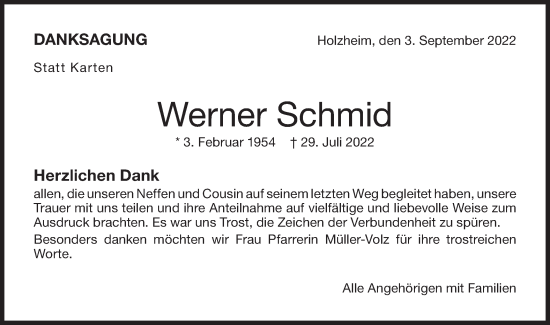 Traueranzeige von Werner Schmid von NWZ Neue Württembergische Zeitung