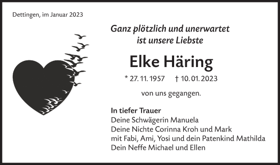 Traueranzeige von Elke Häring von Metzinger-Uracher Volksblatt