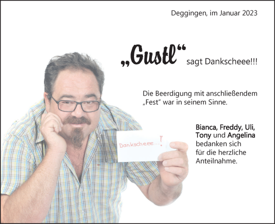 Traueranzeige von Gustl  von NWZ Neue Württembergische Zeitung/Geislinger Zeitung