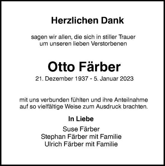 Traueranzeige von Otto Färber von NWZ Neue Württembergische Zeitung