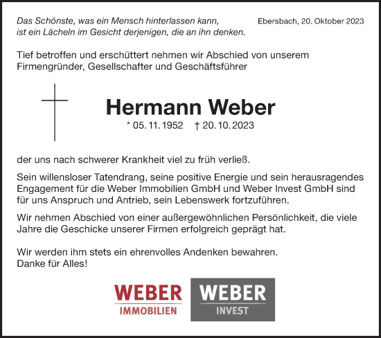 Traueranzeige von Hermann Weber von NWZ Neue Württembergische Zeitung