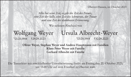 Traueranzeige von Ursula Albrecht-Weyer von Haller Tagblatt