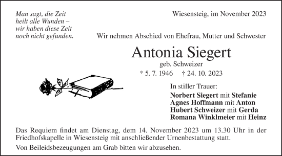 Traueranzeige von Antonia Siegert von Geislinger Zeitung