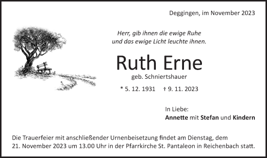 Traueranzeige von Ruth Erne von Geislinger Zeitung