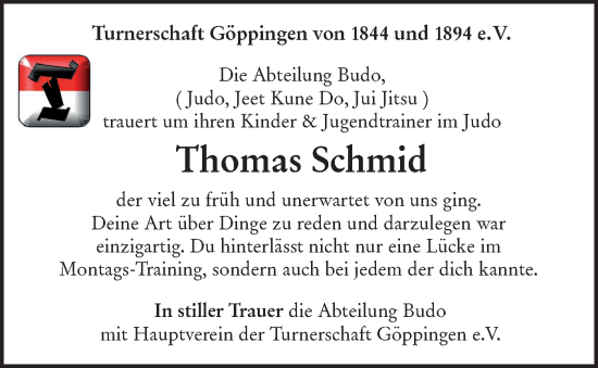 Traueranzeige von Thomas Schmid von NWZ Neue Württembergische Zeitung