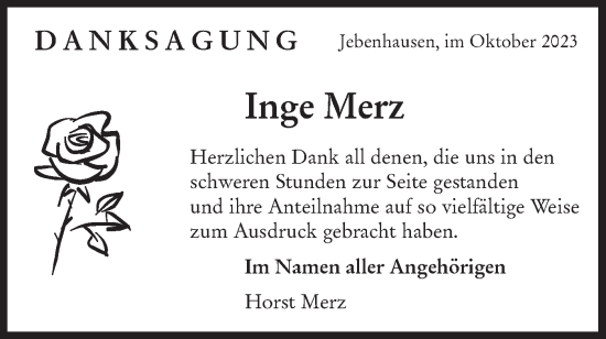 Traueranzeige von Inge Merz von NWZ Neue Württembergische Zeitung