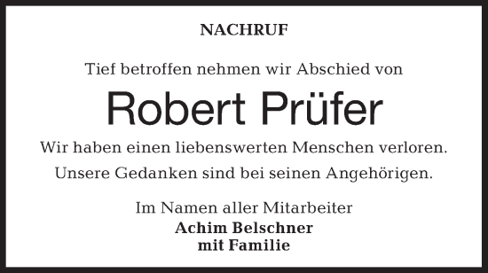 Traueranzeige von Robert Prüfer von Haller Tagblatt