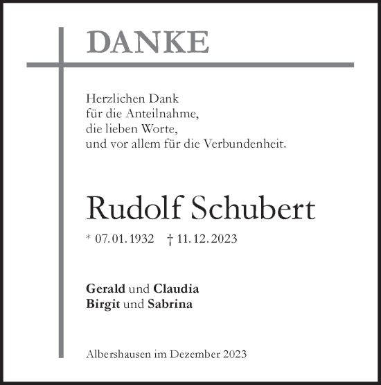 Traueranzeige von Rudolf Schubert von NWZ Neue Württembergische Zeitung