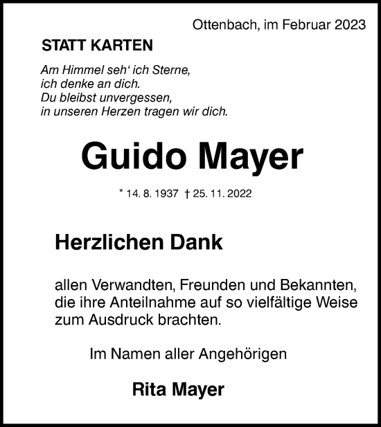 Traueranzeige von Guido Mayer von NWZ Neue Württembergische Zeitung