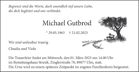 Traueranzeige von Michael Gutbrod von SÜDWEST PRESSE Ausgabe Ulm/Neu-Ulm