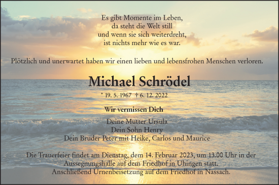 Traueranzeige von Michael Schrödel von NWZ Neue Württembergische Zeitung