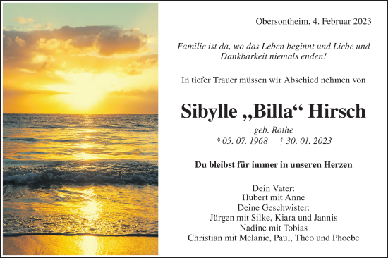 Traueranzeige von Sibylle Hirsch von Haller Tagblatt