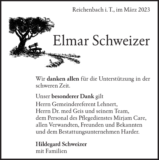 Traueranzeige von Elmar Schweizer von Geislinger Zeitung