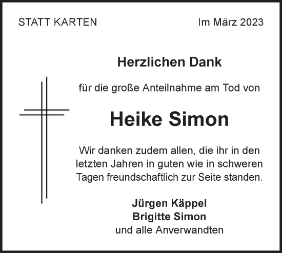 Traueranzeige von Heike Simon von Geislinger Zeitung