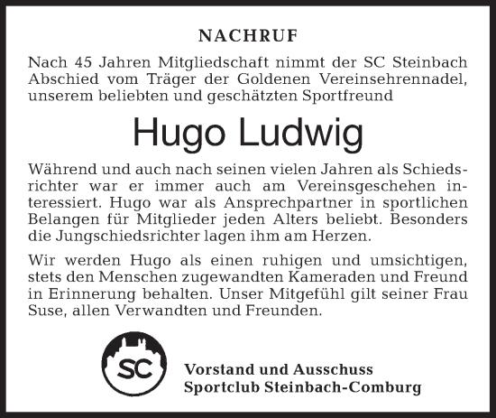 Traueranzeige von Hugo Ludwig von Haller Tagblatt