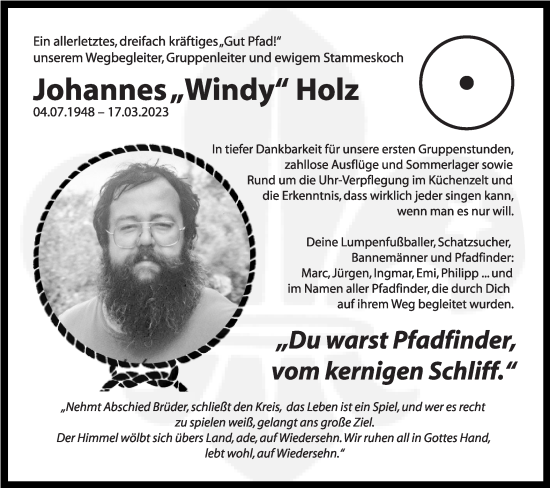 Traueranzeige von Johannes  Holz von NWZ Neue Württembergische Zeitung