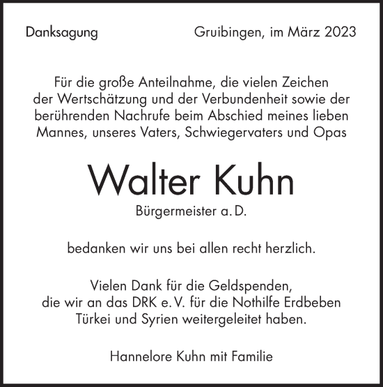 Traueranzeige von Walter Kuhn von NWZ Neue Württembergische Zeitung/Geislinger Zeitung