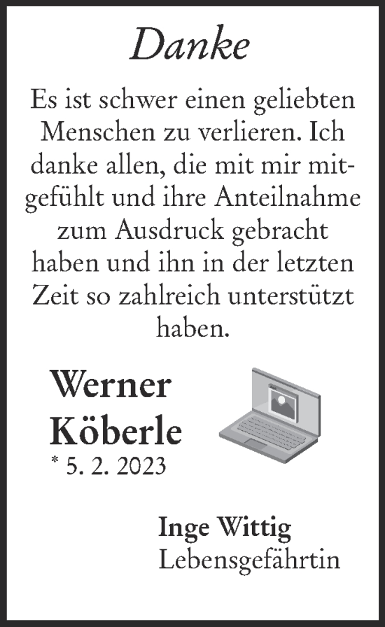 Traueranzeige von Werner Köberle von NWZ Neue Württembergische Zeitung