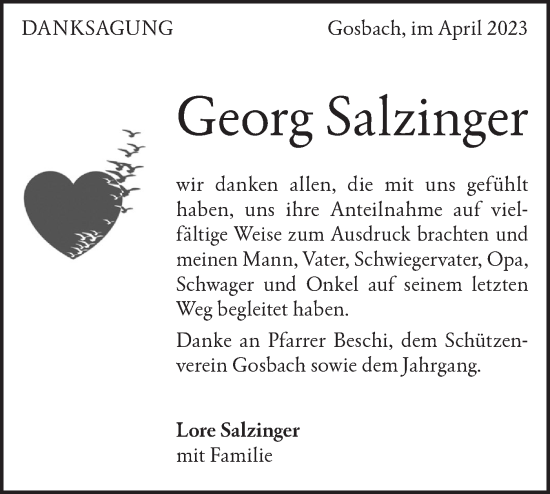 Traueranzeige von Georg Salzinger von Geislinger Zeitung