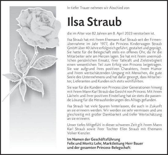 Traueranzeige von Ilsa Straub von Metzinger-Uracher Volksblatt