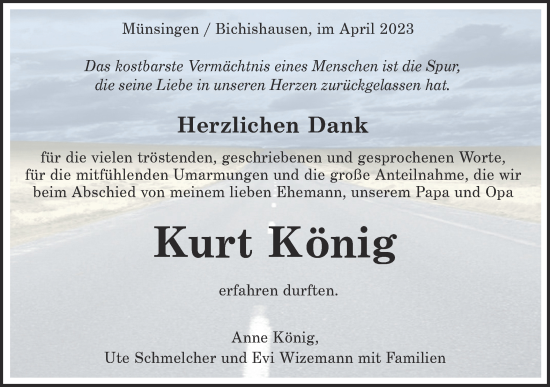 Traueranzeige von Kurt König von Alb-Bote/Metzinger-Uracher Volksblatt