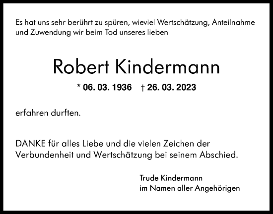 Traueranzeige von Robert Kindermann von NWZ Neue Württembergische Zeitung