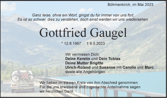 Traueranzeige von Gottfried Gaugel von Geislinger Zeitung