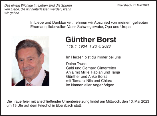 Traueranzeige von Günther Borst von NWZ Neue Württembergische Zeitung