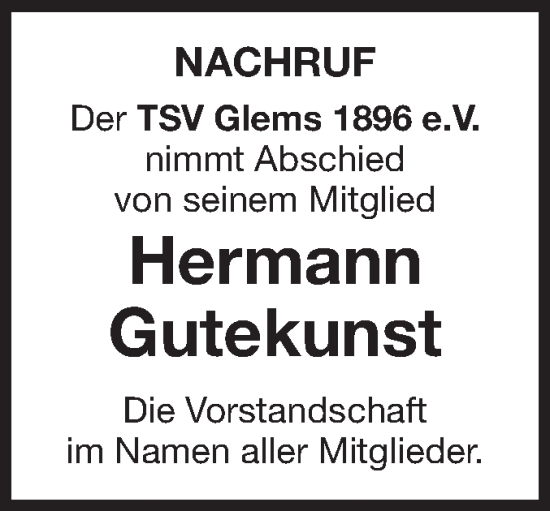 Traueranzeige von Hermann Gutekunst von SÜDWEST PRESSE/SÜDWEST PRESSE