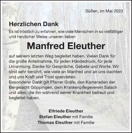 Traueranzeige von Manfred Eleuther von NWZ Neue Württembergische Zeitung