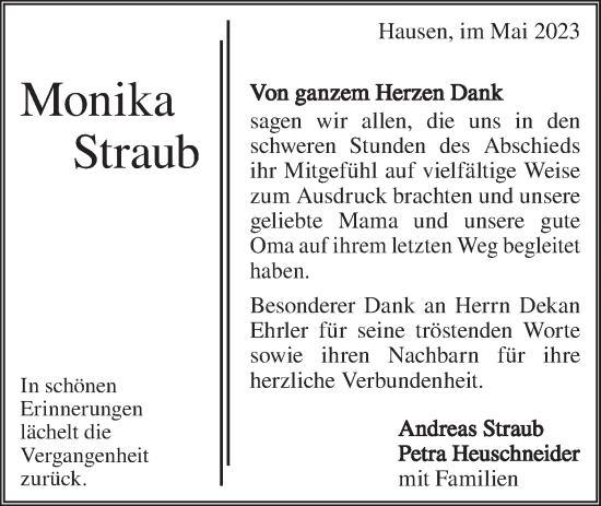 Traueranzeige von Monika Straub von Geislinger Zeitung