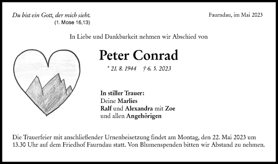 Traueranzeige von Peter Conrad von NWZ Neue Württembergische Zeitung