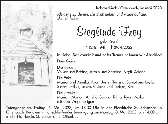 Traueranzeige von Sieglinde Frey von NWZ Neue Württembergische Zeitung/Geislinger Zeitung