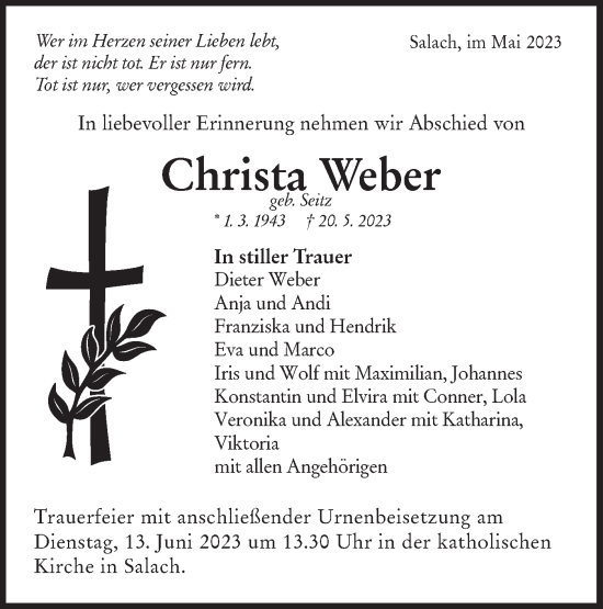 Traueranzeige von Christa Weber von NWZ Neue Württembergische Zeitung